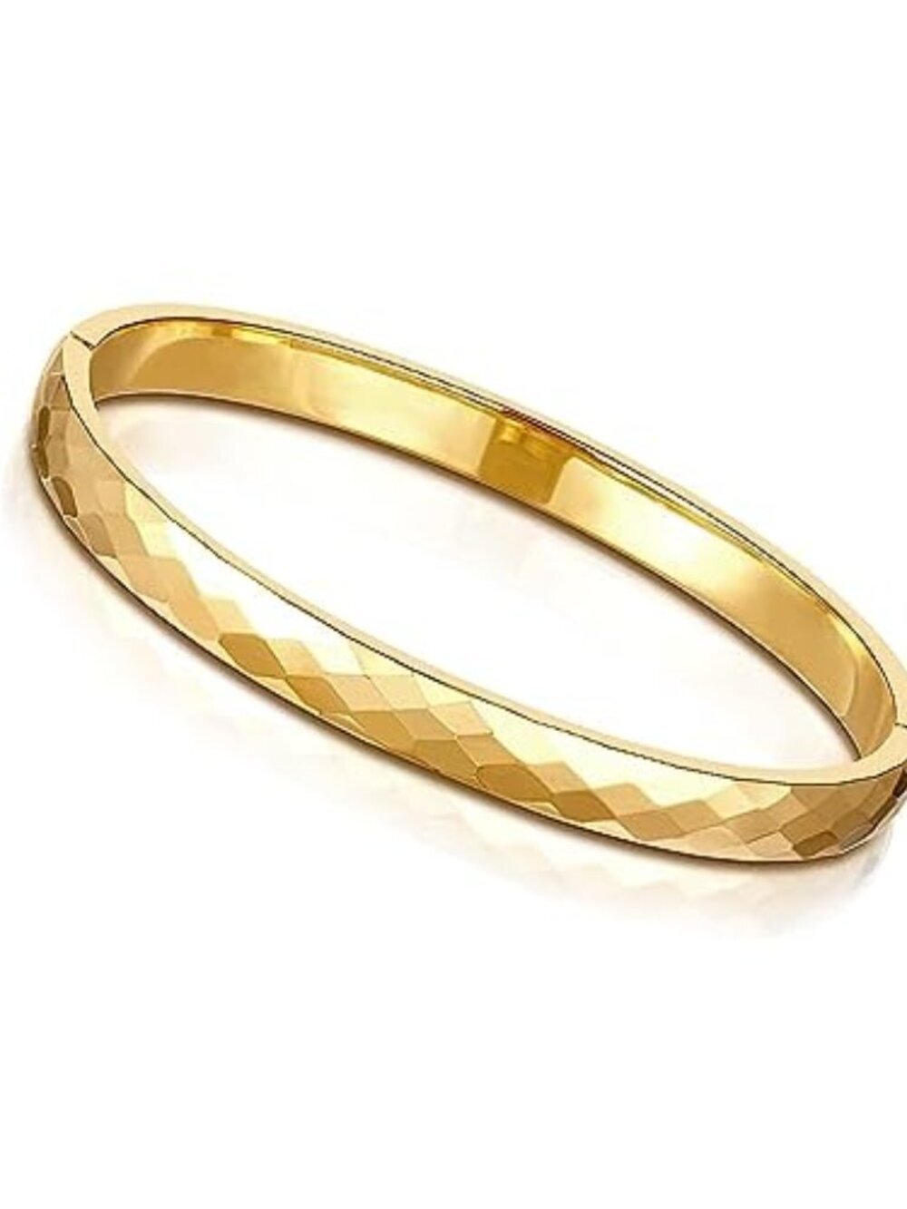 🆕 18K Gold Plated Bangle Bracelet for Women, Hinged Oval Bangle Bracelet,